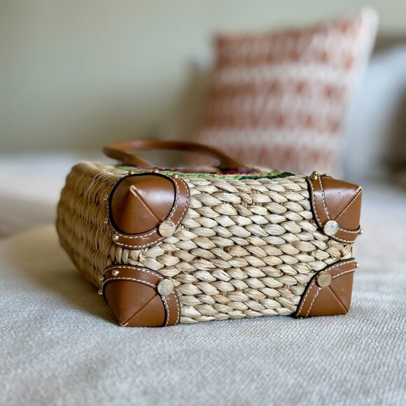 Michael Kors Malibu Watermelon Raffia Crossbody Handbag - Picture 3 of 6